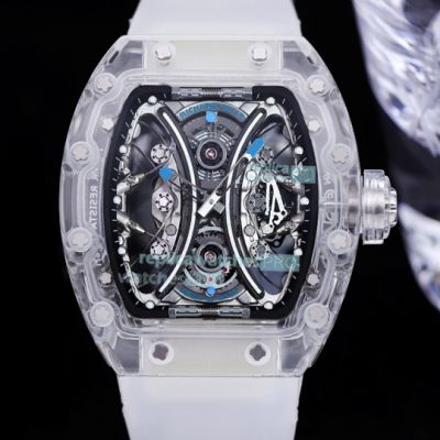 Swiss Quality Replica Richard Mille Transparent RM53-01 White Band Skeleton Watch